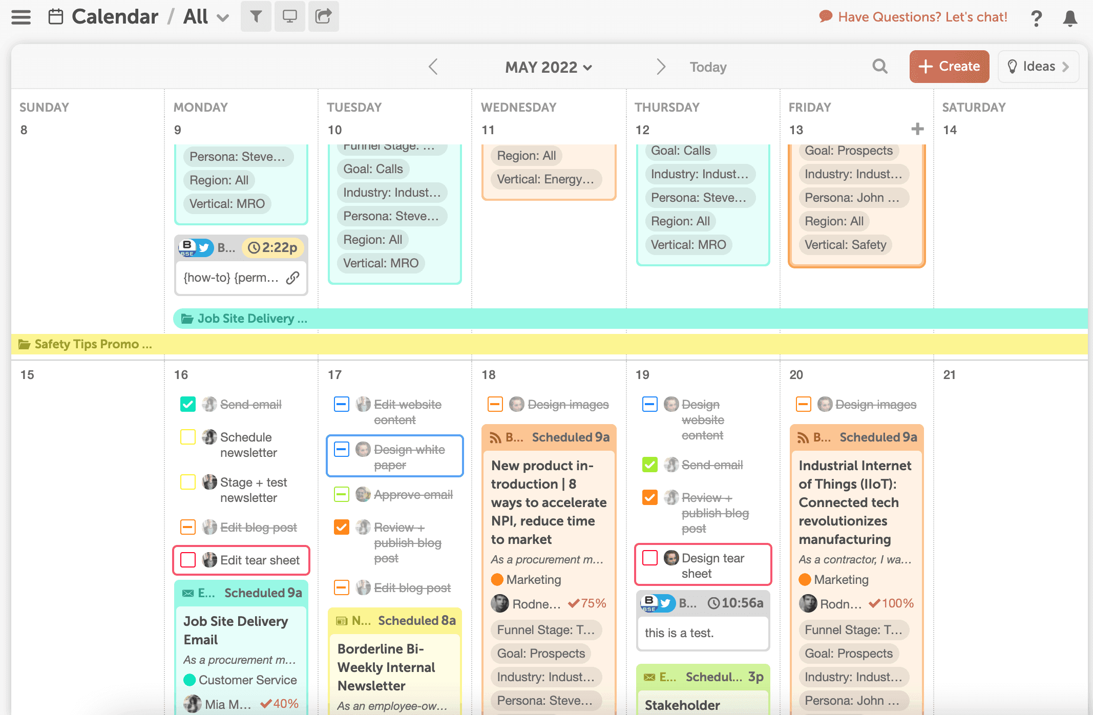 calendário de conteúdo